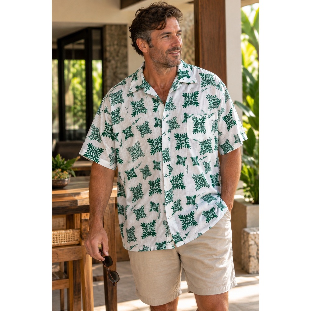 Hawaii Ltd The Brew Aloha Shirt Green White Tropical Hawaiian Camp 5XL